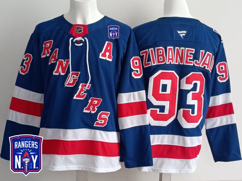 Men New York Rangers #93 Zibanejad Blue 2025 Fanatics Home Premium NHL Jersey style 5
